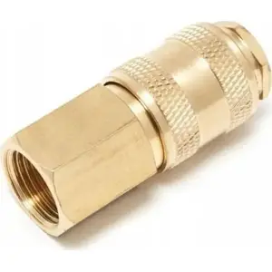 Pneumatic quick coupler with valve PARTNER PA-BSE1-2SF, internal 1/4" thread, brass
