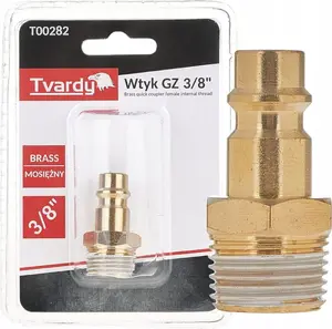 Brass male threaded fitting Tvardy GZ 3/8" — male connector, plumbing thread 3/8"