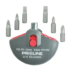 Screwdriver bit set Proline 10697 — 7 pieces, assorted bits for manual and powered drivers