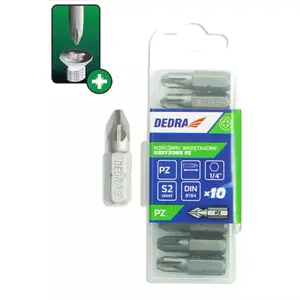 Screwdriver bit set Dedra 18A01PZ10-10 — 10 pieces, Pozidriv tips, 25 mm length