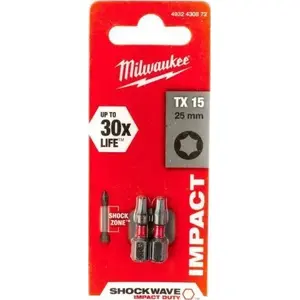 Screwdriver bits MILWAUKEE BIT TORX TX15 25 mm set of 2