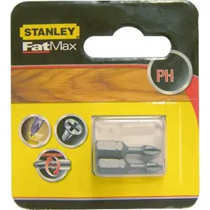 Screwdriver Bits STANLEY Ph1 x 25 mm, Phillips PH1 tip, pack of 2 (STA62020)