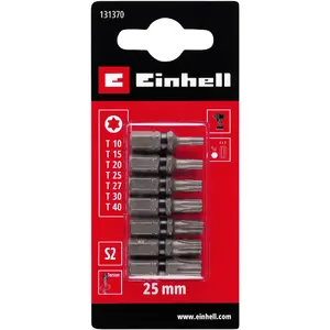 Set of 7 Torx S2 Twist Bits EINHELL – 7-piece Torx screwdriver bit set, S2 steel