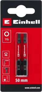 EINHELL screwdriver bits T15 S2 50 mm, set of 2 - Torx T15, S2 steel, 50 mm length