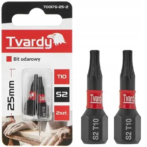 Impact bit Tvardy T10 25 mm S2 — set sizes 2/10/50/500 pieces