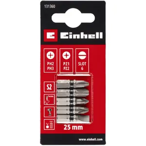 Set of 5 screwdriver bits EINHELL S2 for PH/PZ/SL, model 49131360