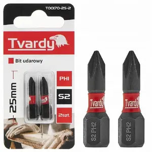 Screwdriver Bit Tvardy PH1 25 mm S2 — set options (2/10/50/500 pieces)