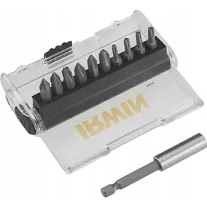 Screwdriver Bit Set Irwin IW6062528 — 11-piece 25 mm: PH1 PH2 PH3 PZ1 PZ2 PZ3 T10 T15 T20 T25 with Magnetic Adapter