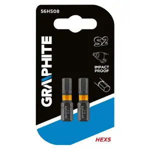 Screwdriver bit GRAPHITE 56H508, 1/4" drive, 5 mm hex, 25 mm length, blister