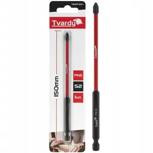 Screwdriver Impact Bit Tvardy PH2 150 mm S2 — Phillips PH2, 150mm, S2 Steel, impact-rated