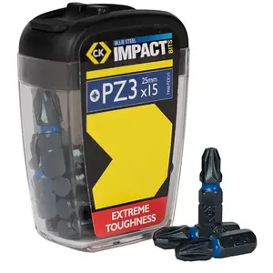 Kreuzschlitz-Pozidriv Bits set 15 pcs, C.K Blue Steel T4560 PZ3D15, PZ3 and other sizes