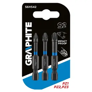 Screwdriver bit set GRAPHITE 56H542 — 1/4" drive, Philips PH1 PH2 PH3, 50 mm length