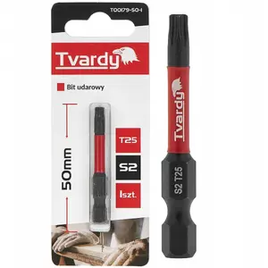 Impact bit Tvardy T25 50mm S2 — 50 mm length, S2 steel, pack options