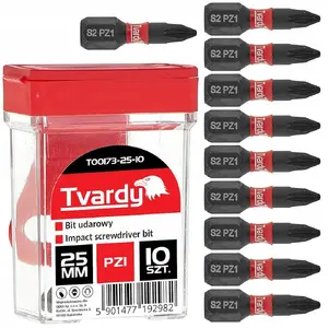Screwdriver Bit PZ1 25 mm S2 in box, Tvardy (10 pcs pack)