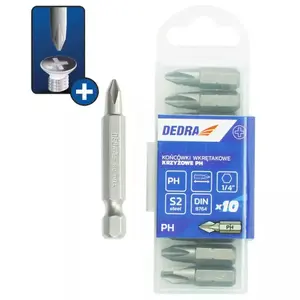 Screwdriver bit set Dedra 18A06PH21-10 — Phillips tips, 10 pcs, 50 mm length