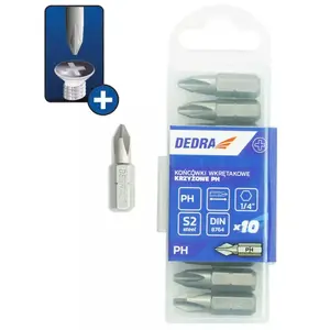 Screwdriver bit set Dedra 18A02PH10-10 — Phillips tips, 10 pcs, 25 mm