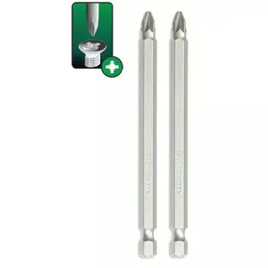 Screwdriver bit set Dedra 18A05PZ22-02 — Pozidriv tips, 2 pcs, 100 mm length