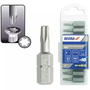 Screwdriver bit set Dedra 18A03T300-10 — 10 pcs Torx, 25 mm