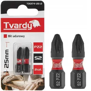 Screwdriver Bit Tvardy PZ2 25mm S2 — pack sizes 2/10/50/500