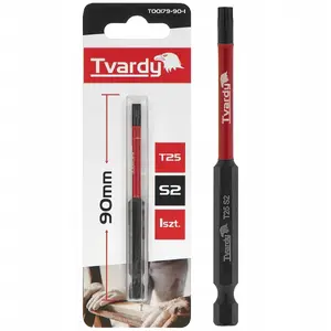 Impact screwdriver bit Tvardy T25 90mm S2 (pack sizes 10/50/400)