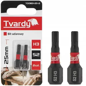 Impact Screwdriver Bit Tvardy H3 25 mm S2 set (2/10/50/500 pieces)
