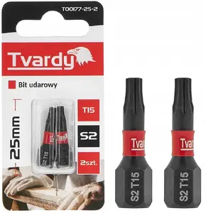 Impact bit T15 25 mm S2 by Tvardy — set options (2/10/50/500)