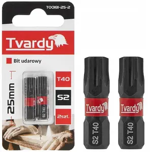 Screwdriver impact bit Tvardy T40 25 mm S2 (pack options 2/10/50/500)
