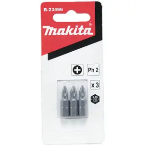 Screwdriver bit set Makita B-24527, 3 pcs, Pozidriv PZ1/PZ2/PZ3, 1/4" (25.4/4 mm) shank, blister