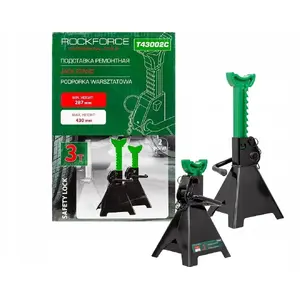 Car jack stands Rockforce RF-T43002C, 3 t capacity, pair, adjustable height 295–415 mm with locking mechanism