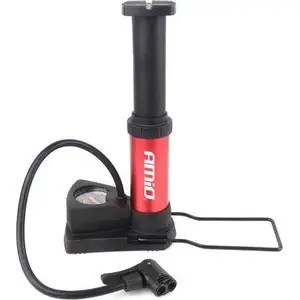 Foot Pump Amio MINI PU03 metal with pressure gauge — compact manual air pump