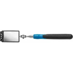 Инспекционное зеркало högert technik HT4R504 — зеркало 50×80 мм, регулируемая LED-подсветка, шарнирная рукоять 300–880 мм