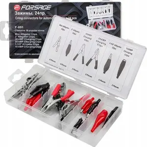 Forsage crimped alligator clip set for wires, 24 pieces F-891