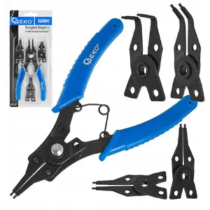 Circlip pliers GEKO 160 mm with four interchangeable tips (model 12/60)