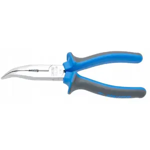 Unior pliers 607967 — long partially round nose with side cutter and bent gripping section