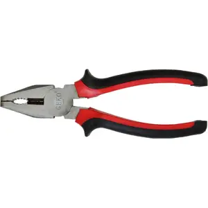 GEKO combination pliers G01621, nickel-plated, 180 mm, red-black handles