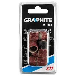 Rotary tool sanding drum GRAPHITE 55H070 — shank 3.2 mm, drum Ø 12.7 mm, pack of 10