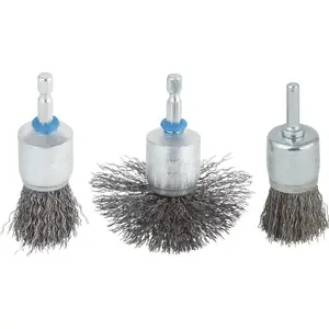 Wire brush 25 mm Wolfcraft WF8474000 — waved wire, 3 mm shank