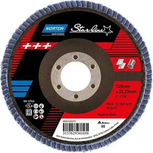 Абразивный лепестковый (ламельный) диск Norton Clipper FLD FDTF 125x22 R82B P80 STARL EU