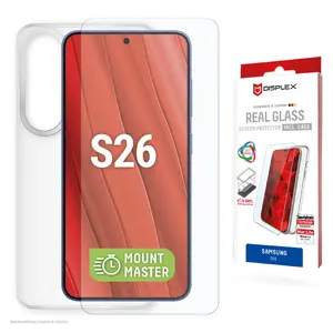 Защитное стекло с чехлом Displex для Samsung Galaxy S26, закалённое, прозрачное, сухая установка
