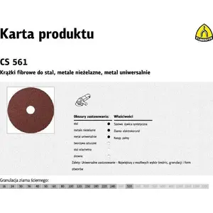 Круг абразивный волокнистый KLINGSPOR CS561 180 мм, зерно 24, упаковка 25 шт.