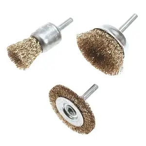 Wire cup brushes Verto 62H613, set of 3 — wire bristles for surface cleaning and paint removal