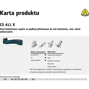 Abrasīvās bezgalīgās slīpripas KLINGSPOR CS411X 75 mm x 533 mm grauds 60 komplekts 10 gab.
