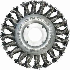 Дисковая щетка Abraboro 115 мм, отверстие 22.2 мм — витая нержавеющая проволока 0.5 мм