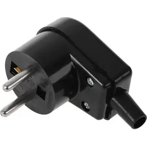 Angled grounded plug No name WT-20S-2 black — 2-pin grounded angled power plug