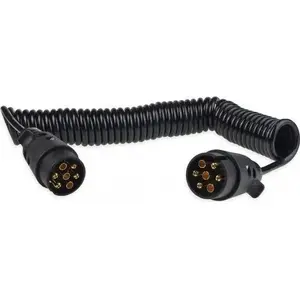 Coiled 7-pin 12V electrical cable with plugs Amio 6 m