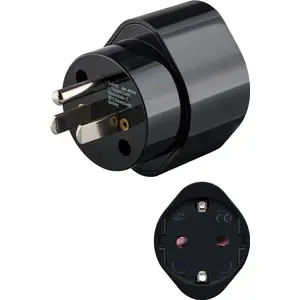 Power plug adapter GOOBAY 45354 — Type B (plug) to Type F (socket), 250 V, Black