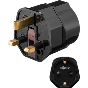 Power plug adapter GOOBAY 45352 — Type F (plug) to Type G (UK) (13 A) Black
