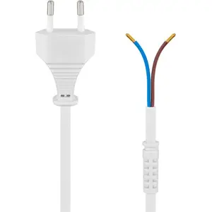 Power cable GOOBAY for assembly, 1.5 m, Euro plug (Type C) to CEE7/16, H03VVH2-F, 250 V, white