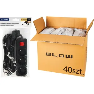 Удлинитель BLOW PR-1.5M-3G-SW/B 3 розетки с заземлением и выключателем 1,5 м кабель 3x1,5 мм² черный