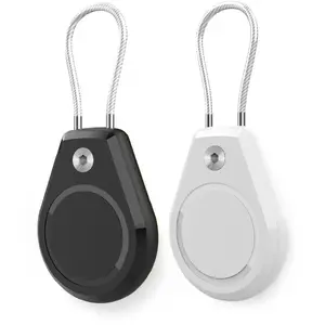 Protective Waterproof Case for Apple AirTag by Hurtel with Steel Cable – Black and White, 2-Pack